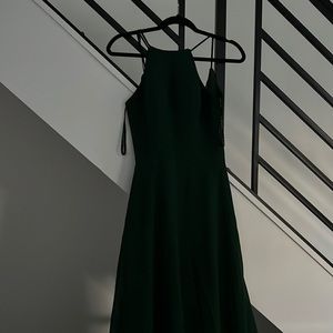 High dress floor length forest green gown